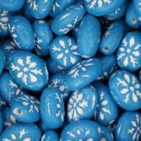 Flat Oval Round Clay Beads, Aqua, Pack of 10